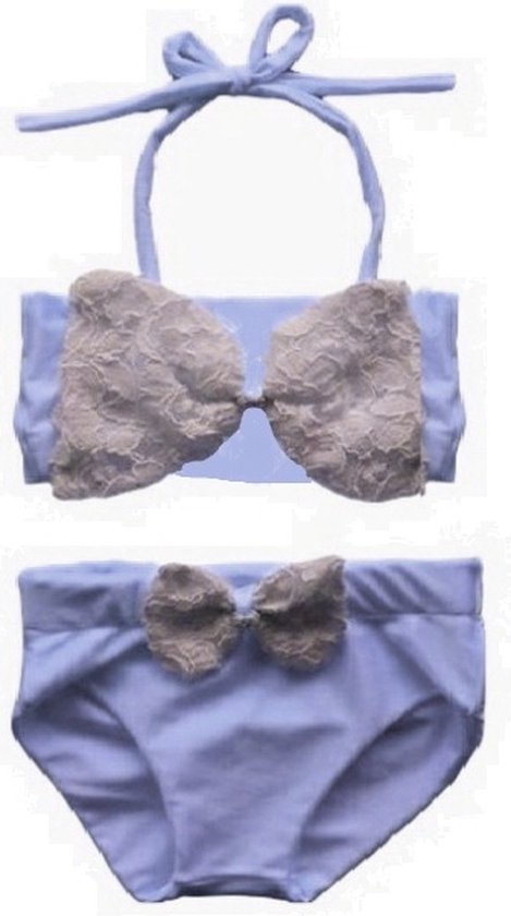 Maat 122 Bikini zwemkleding Wit met kant badkleding met strik voor baby en kind zwem kleding