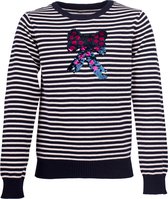 Amantes Meisjes trui - Gestreept met omkeerbare pailletten strik – maat 128/134 - 100% Katoen