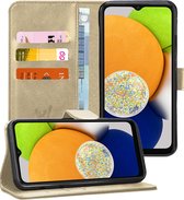 Hoesje geschikt voor Samsung A03 - Book Case Leer Wallet Cover Portemonnee Pasjeshouder Hoes Goud