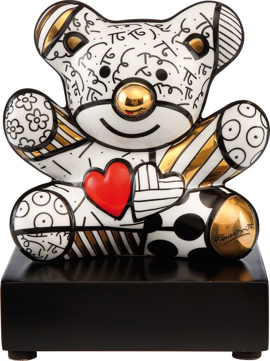 Goebel - Romero Britto | Decoratief beeld / figuur Golden Truly Yours | Porselein - 12cm - met echt goud