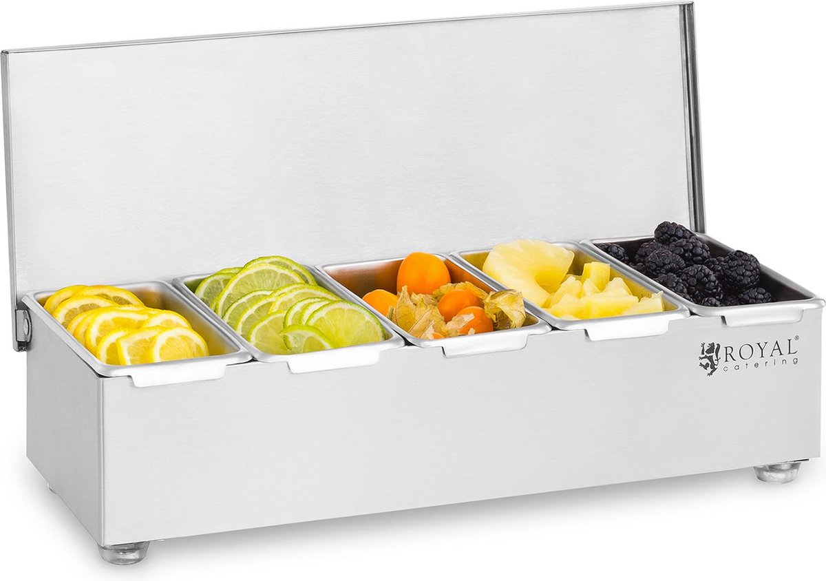 Goedkoopste Royal Catering - Ingrediëntencontainer opzetstelling - RVS - 5 x 450 ml