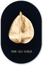 Wall Oval - Décoration murale Plastique - Tableau Ovale - Citation - Goud - Or - 60x90 cm - Forme Miroir Ovale sur Plastique