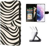 Samsung S21 Plus Hoesje Met Pasjeshouder Bookcase Zebra