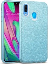 Samsung A20s Siliconen Glitter Hoesje Blauw