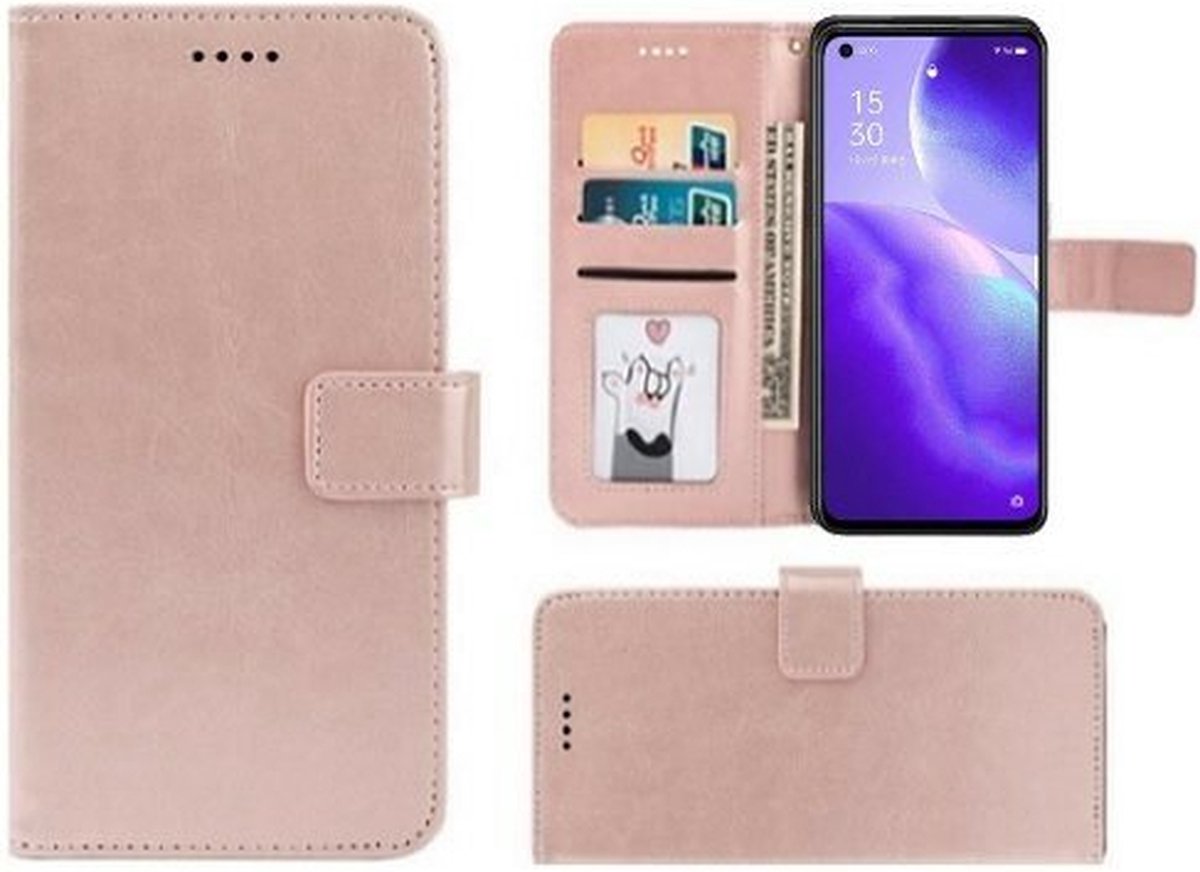 Oppo Reno5 5G Hoesje Met Pasjeshouder Bookcase Rose Goud