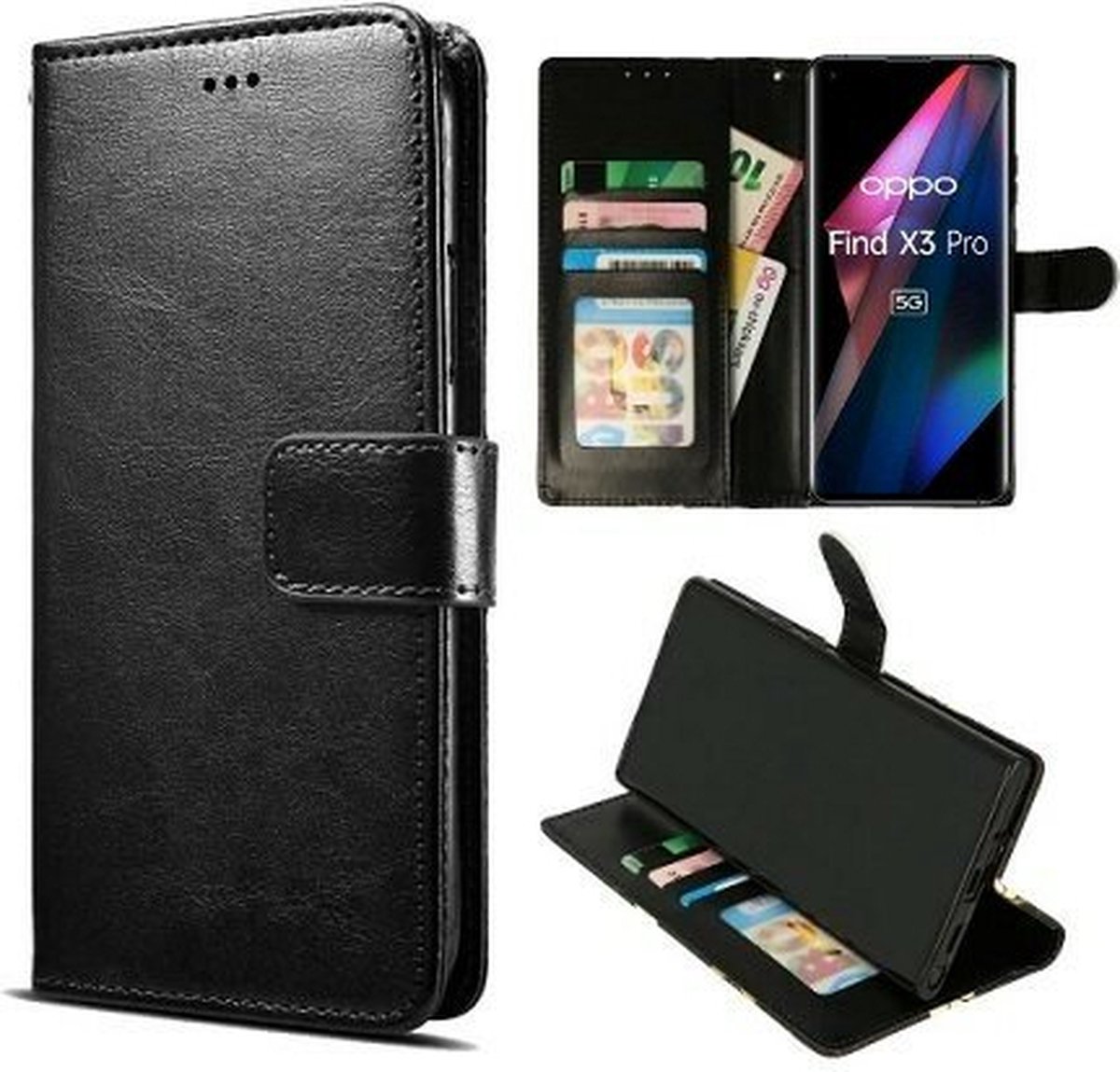 Oppo X3 Pro Hoesje Met Pasjeshouder Bookcase Zwart