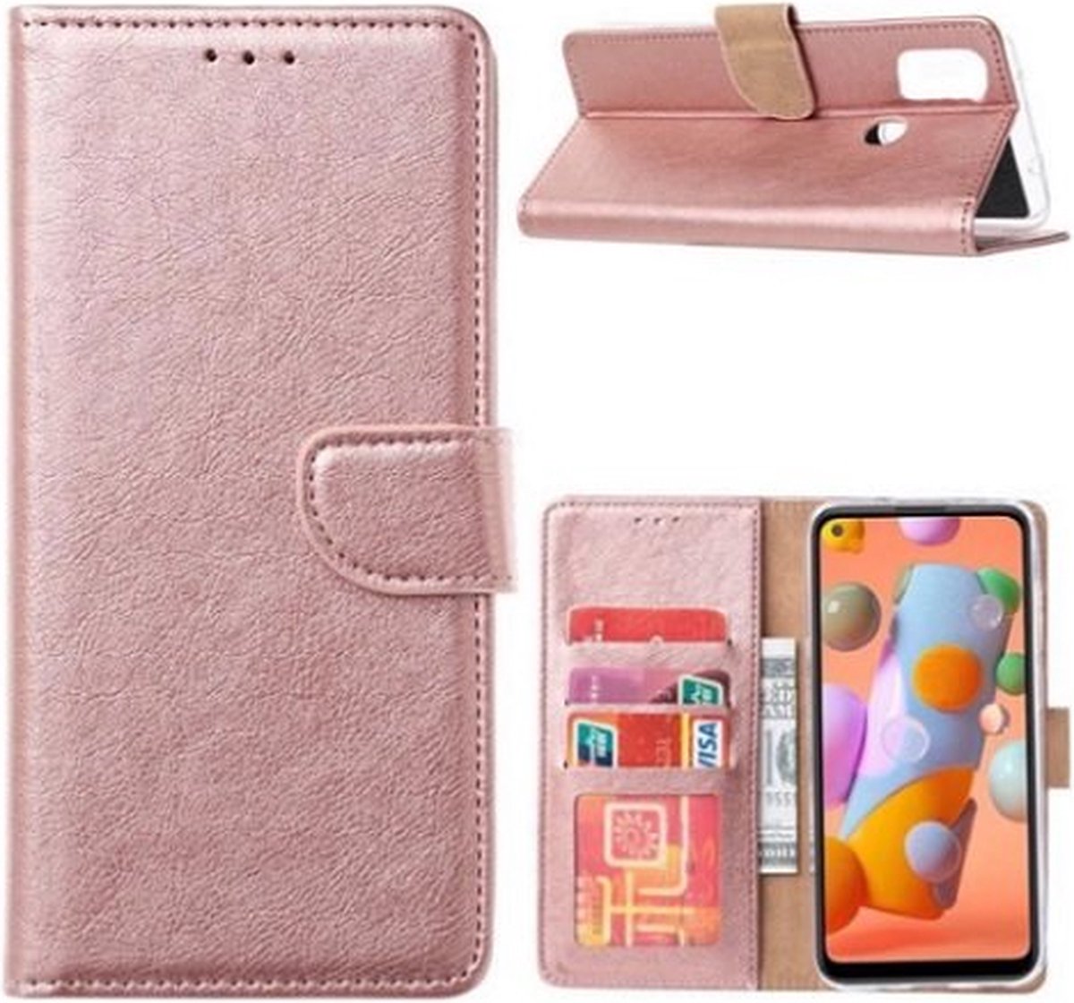 OnePlus Nord N100 Hoesje Met Pasjeshouder Bookcase Rose Goud