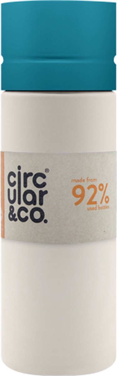 Circular&Co. herbruikbare to go waterfles 21oz/600ml crème/groen