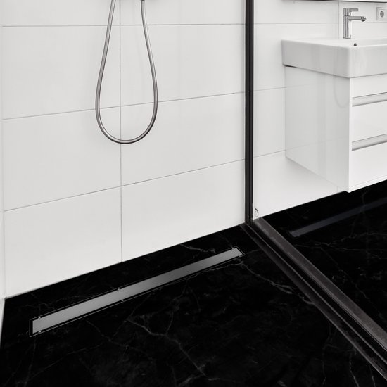 Viidako Kimii Douchegoot Met Flens en Uitneembaar Sifon Mat Zwart Rooster...