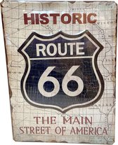 Historic Route 66 The Main Street Of America Metaal Bord 30 x 40 cm