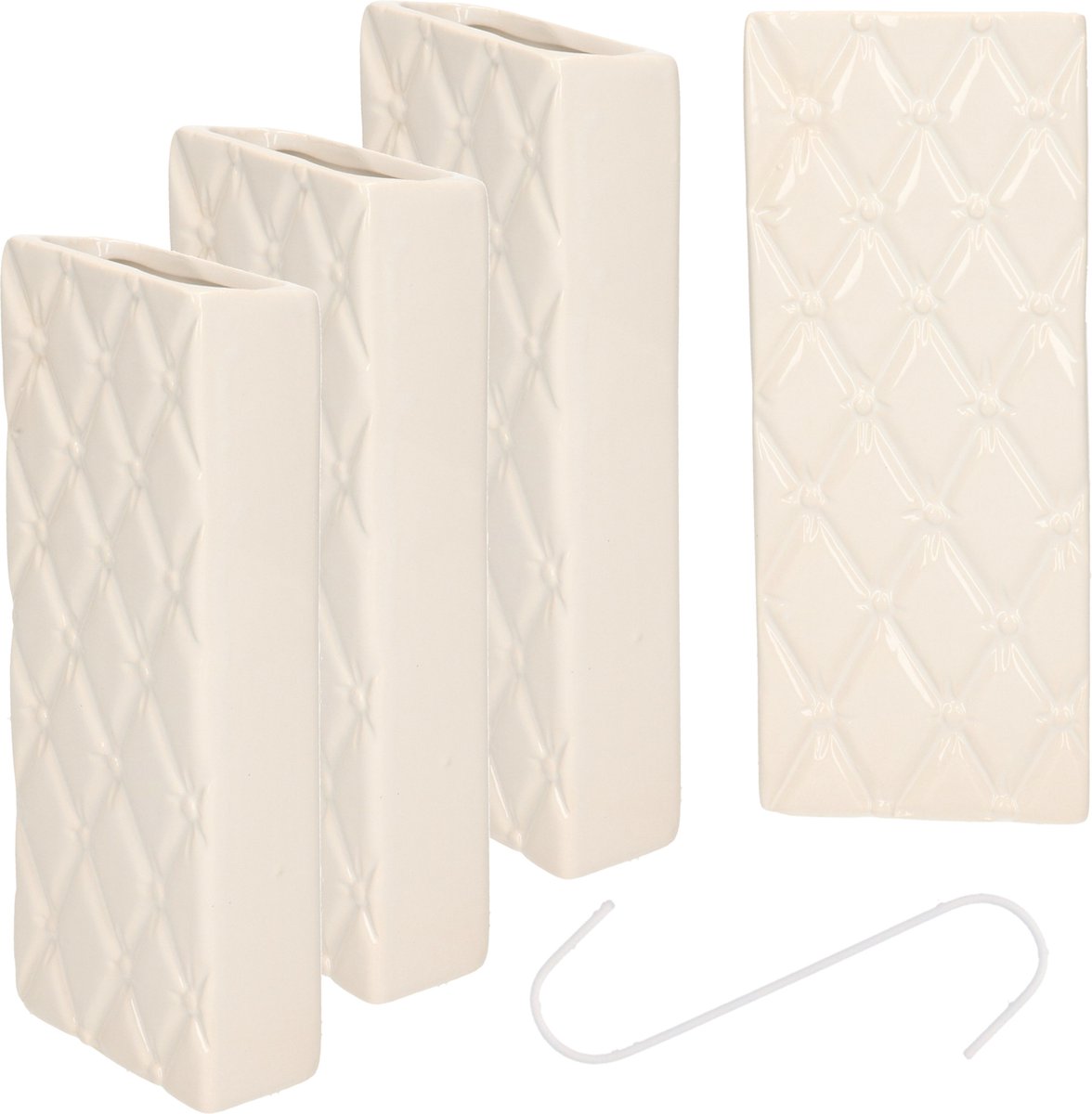 Luchtbevochtigers/waterverdampers radiator - 6x stuks - wit - aardewerk - L8 x H20 cm