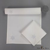Kerst servet, wit met witte sneeuwvlokjes, set van 6