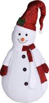 Happy Snowman XXL - 120cm - avec lumières LED - avec minuterie - adapté pour une utilisation en extérieur