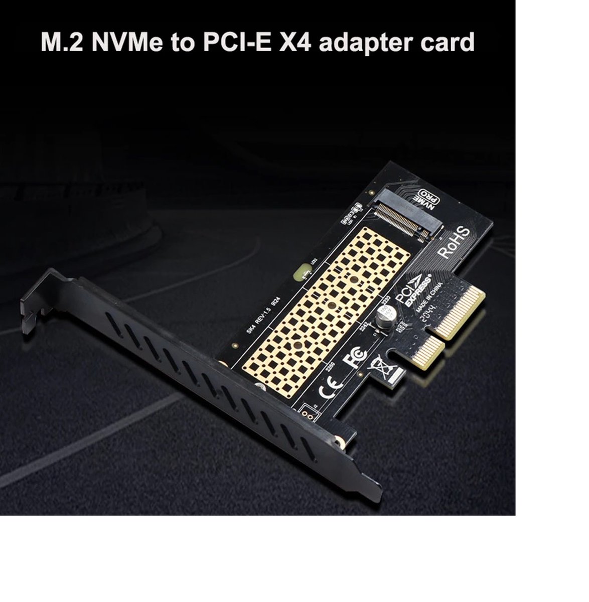 SupaGeek Adaptateur M2 PCIe SSD vers PCI Express 3.0 x4 – Carte d’Extension  Compatible avec Disque Dur Internet M2 NGFF PCI-e 3.0, 2.0 ou 1.0, NVMe Or