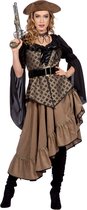 Wilbers & Wilbers - Piraat & Viking Kostuum - Welvarende Pippa Piraat - Vrouw - Bruin, Zwart - Maat 40 - Carnavalskleding - Verkleedkleding