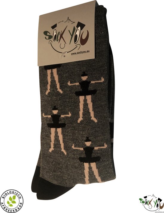 Sockyou sokken - 1 paar vrolijke ballerina bamboe sokken - Maat 35-39