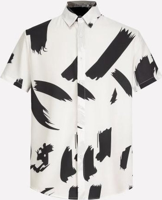 D555 grote maat korte mouw Hawaii overhemd lichtblauw