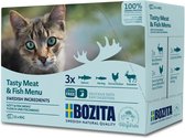 Bozita Tasty Meat & Fish - Natvoer - Alle Katten - Granenvrij - Stukjes in Saus - Multipack - 12x85GR - 1ST
