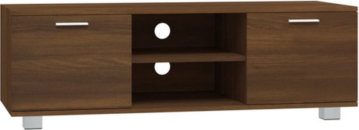 vidaXL - Tv-meubel - 120x40,5x35 - cm - bewerkt - hout - bruin - eikenkleur