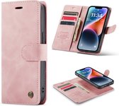 Casemania Hoesje Geschikt voor Apple iPhone 12 Mini Pale Pink - 2 in 1 Magnetic Book Case