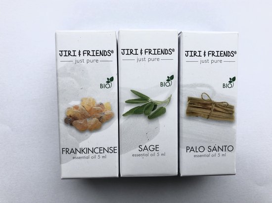 Voordeelpak Jiri & Friends biologische etherische olie Frankincense, Salie, Palo Santo