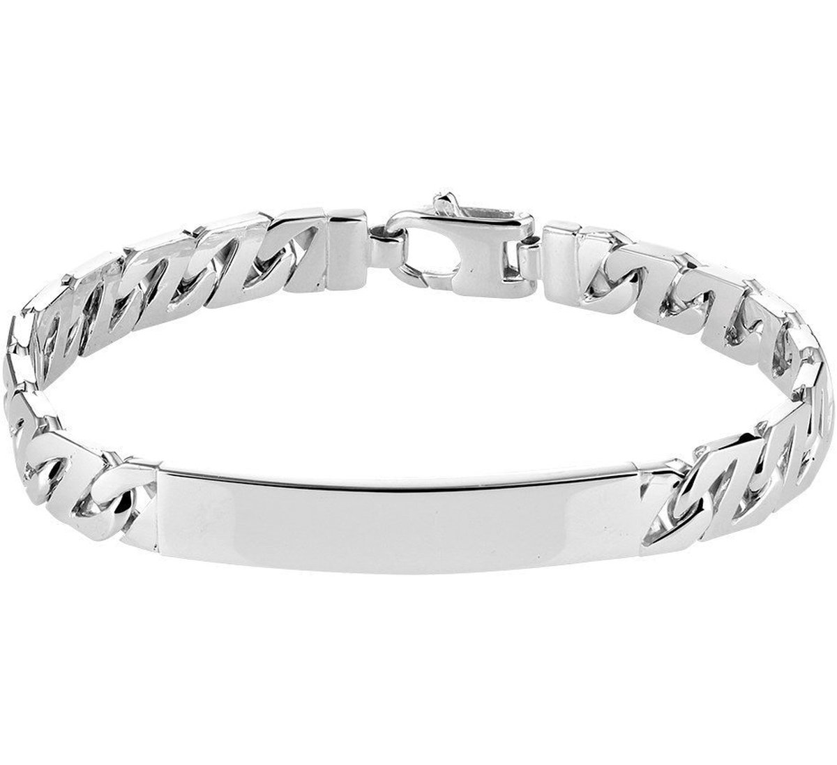 Zilver Gerhodineerde Graveerarmband gourmet plaat 8 mm 20 cm 1330512 20 cm