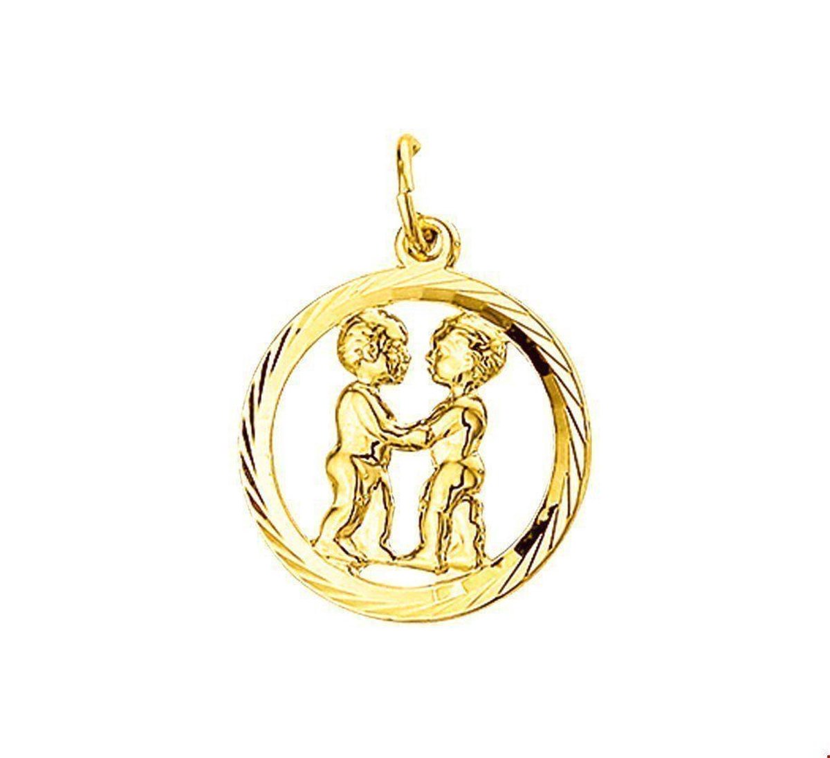 Geelgouden Hanger sterrenbeeld tweeling gediamanteerd 4005643