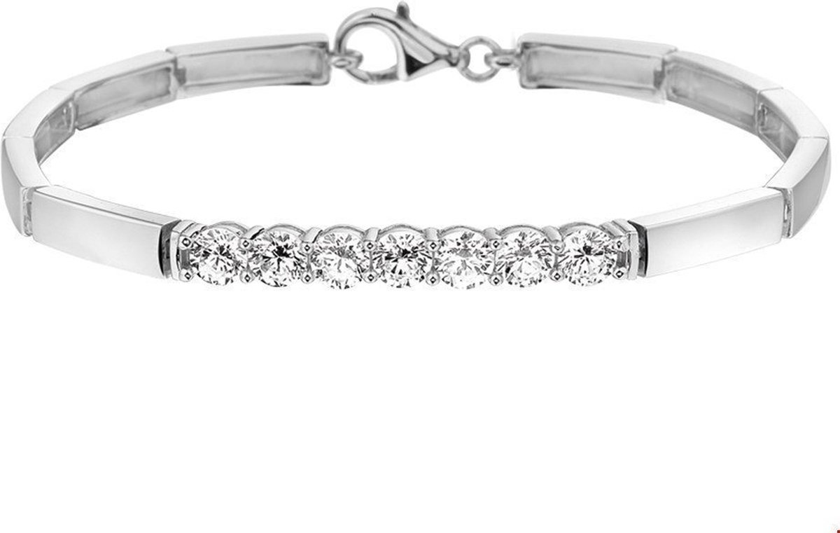 The Jewelry Collection Armband Zirkonia 4,5 mm 18,5 cm - Zilver