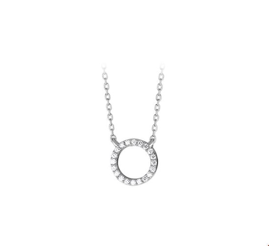The Jewelry Collection Ketting Zirkonia 1,1 mm 40 + 4 cm - Zilver