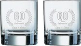 Gegraveerde set Whiskeyglazen 20cl Opa + Oma 60 jaar getrouwd