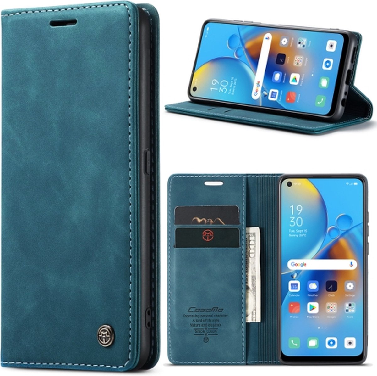 CaseMe - Telefoonhoes Geschikt voor: OPPO F19/F19S/A74 4G/A95 4G/Reno6 Lite 4G Global (blauw)