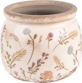 Clayre & Eef Pot de fleurs Ø 12x9 cm Rose Beige Céramique Fleurs