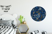 WallCircle - Wandcirkel ⌀ 60 - Marmer - Textuur - Goud - Blauw - Ronde schilderijen woonkamer - Wandbord rond - Muurdecoratie cirkel - Kamer decoratie binnen - Wanddecoratie muurcirkel - Woonaccessoires