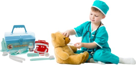 Speelset Tandarts - Koffer educatief speelgoed - Dokter kit - Blauw - Unisex - Cadeau Sinterklaas / Kerst - Toi-Toys
