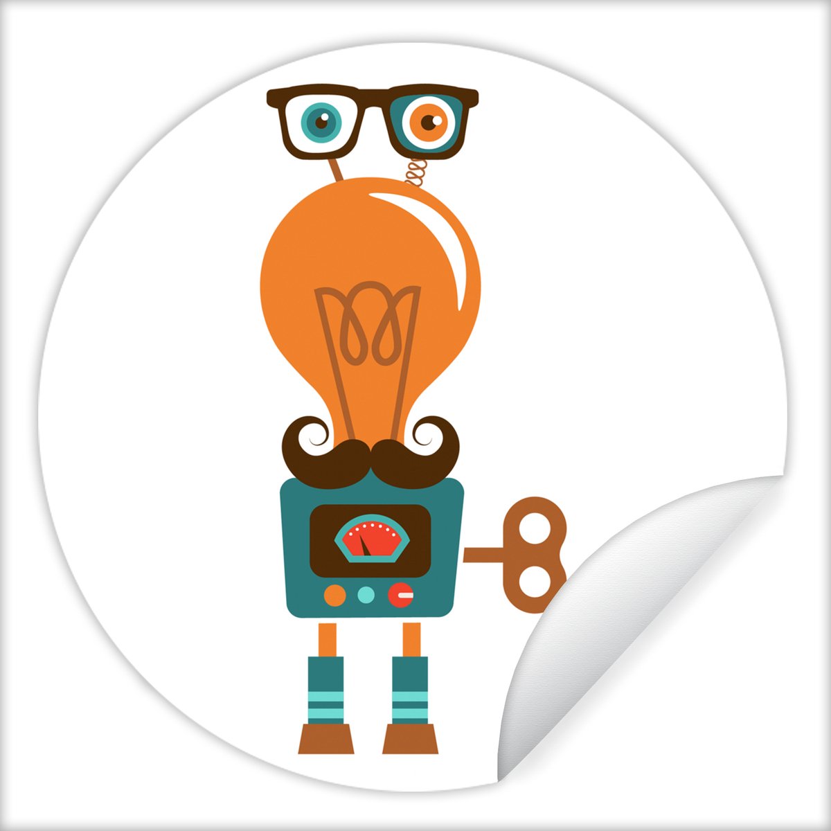Behangsticker - Wanddecoratie kinderkamers - Robot - Bril - Gloeilamp - Snor - Jongens - K