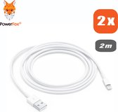 2x PowerFox® Lightning naar USB 2.0 A Male oplaadkabel - 2 meter - Wit - DUO-PACK