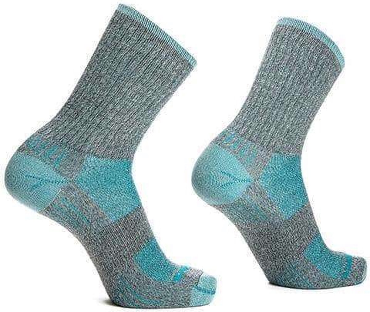 Wrightsock Escape Crew - Lichtgrijs/Turquoise - 41-45