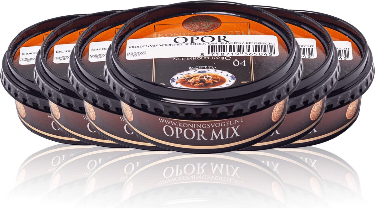 Koningsvogel® | 6 x 100 gr boemboe | Opor | kruidenmix voor kip of varkensvlees | nr 04