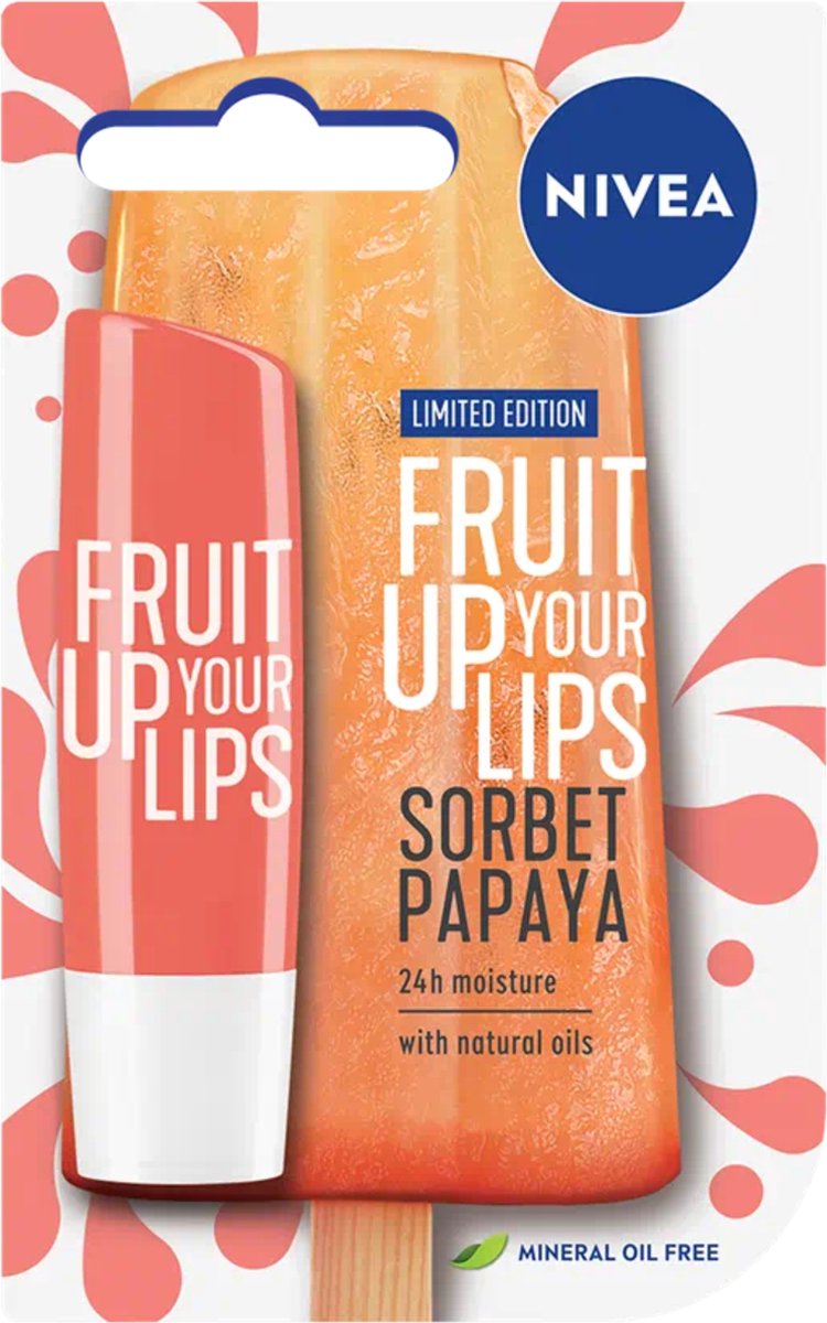 Nivea - Labello Sorbet Papaya Lippenbalsem - 5,5 ml Stick - Lipbalsem - Lipbalm - Lipverzorging - Verrijkt met Shea boter en Bio Jojoba olie