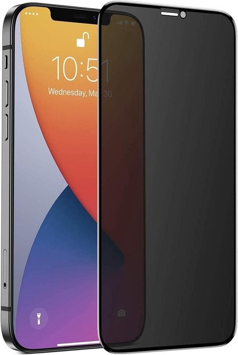 Privacy Screenprotector Glas geschikt voor iPhone 12 Pro Max - transparant