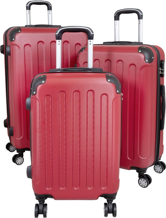 Kofferset 3 delig - Reiskoffers met TSA slot en op wielen - Avalon - Rood -  Travelsuitcase | bol.com