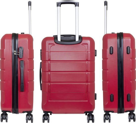 Valise de voyage - Côme - bagage en soute - ABS robuste - Rouge - Valise ample taille L / 87 Litre