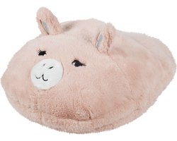 foto van Grote voetenwarmer slof lama roze one size 30 x 27 cm - Dierensloffen/dierenpantoffels