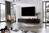 Meubel Square - TV meubel DIAMOND - Zwart / Hoogglans Zwart - 180cm - Hangend TV Kast