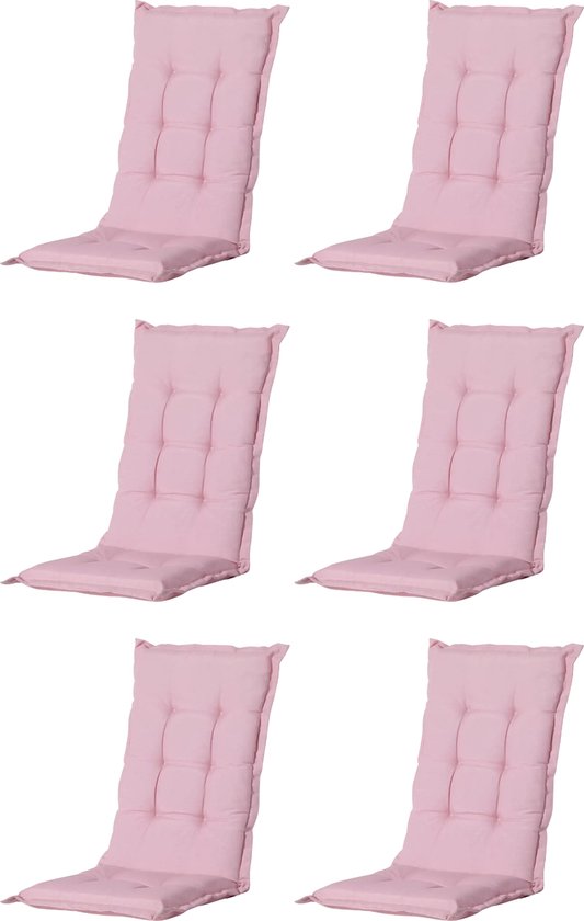 Madison - Tuinkussen - Universeel - Hoge Rug - 6 st. - Panama Soft Pink - 123x50cm - Roze - Tuinstoelkussens - Standaardstoel
