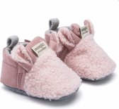 Babyslofjes - Antislip – Fleece voering - Slofjes voor je baby, dreumes voor jongens en meisjes – 6-12 Maanden (12cm) - Roze