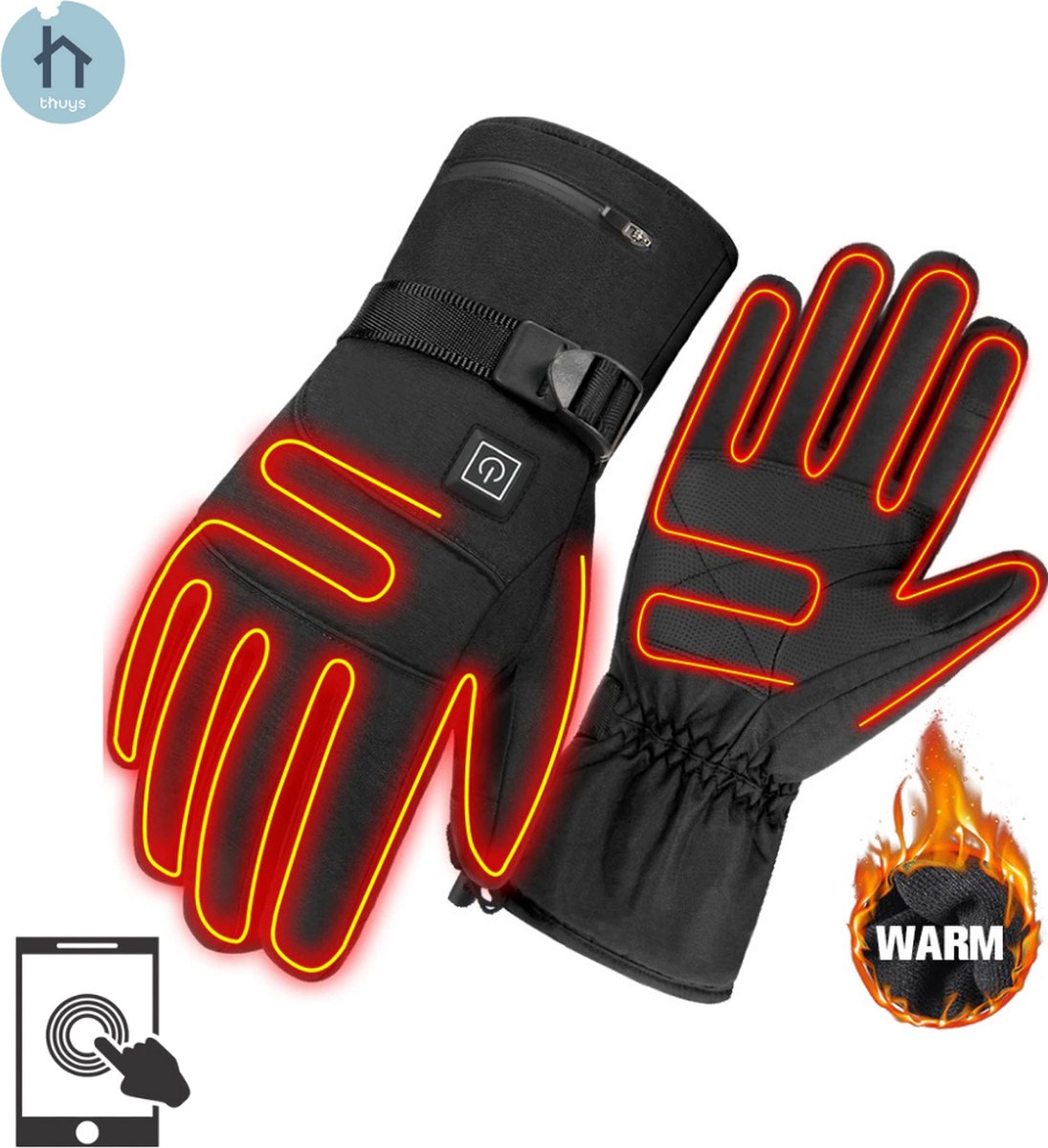 Verwarmde Handschoenen- Elektrische Handschoenen 3 Standen - Handschoenen met verwarming Touchscreen - Waterdicht - 45℃ - 3200 mAh