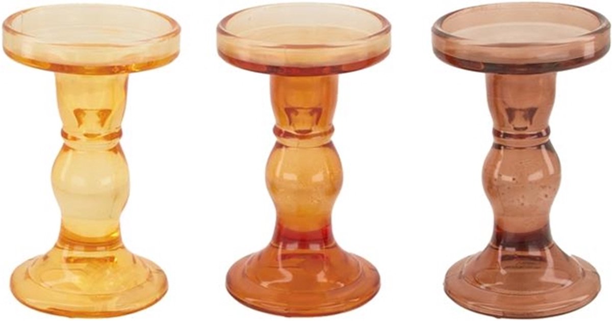 Kandelaar glas Ø8,5x14cm bruintinten