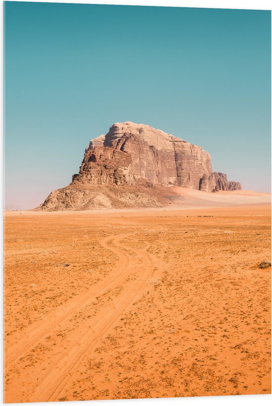 WallClassics - Acrylglas - Hoge Rots in Uitgestorven Woestijn - 70x105 cm Foto op Acrylglas (Met Ophangsysteem)