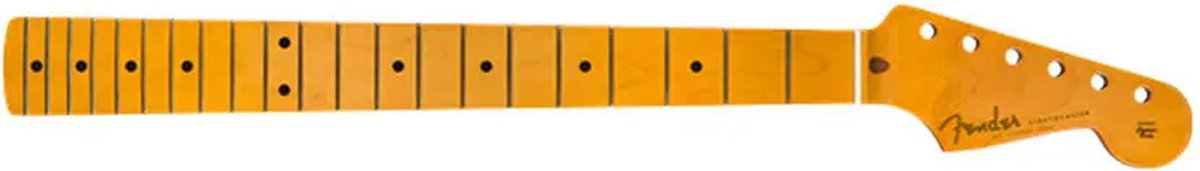 Gitaarhals Fender 50`s stratocaster maple soft V profiel 7,25″ radius amber lacquered
